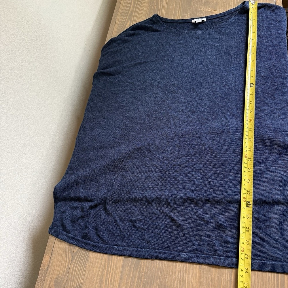 J. Jill Womens XL Navy‎ Blue Floral Linen Blend Short Sleeve Knit Sweater - Picture 7 of 7